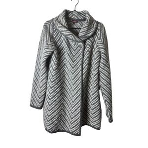 Betty Betty Firenze Italy Wool Blend Cardigan Collared Gray Large